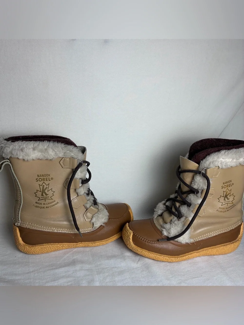 Vintage Sorel Nanook Kaufman Boots Leather Shearling Winter Duck Boots Womens 8